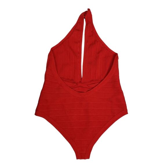Boohoo Womens XL Bandage Plunge Sunsuit in Red NEW - Picture 5 of 16